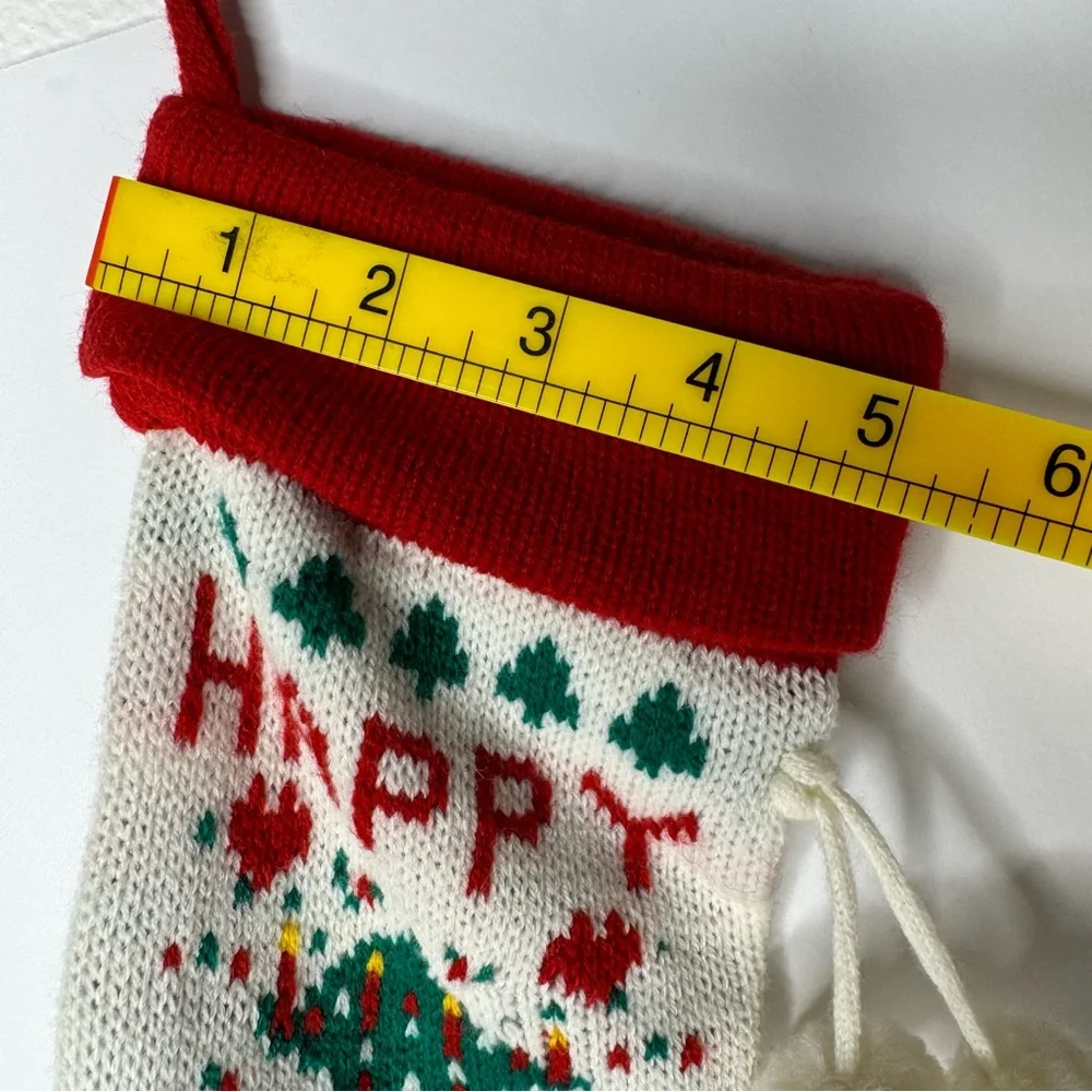 Vintage Knitted Christmas Stocking Happy Holiday Tree Design‎